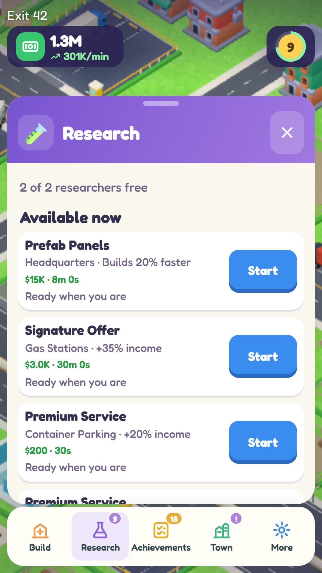 The research panel open over the town